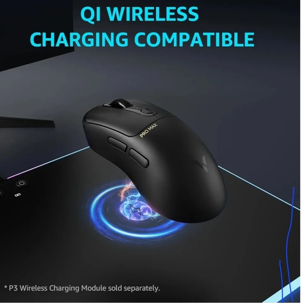 VT3proMax Black Ergonomic Mouse with Scroll Wheel and Branding